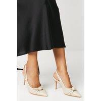 Wallis Women's Deja Faux Leather Knot Detail Slingback Stiletto Court Shoes in Bone | Size: 7
