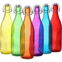 Lucent 1L Glass Bottles with Swing Top Lids - Set of 6