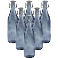 Lucent 1L Glass Bottles with Swing Top Lids - Set of 6 in Grey