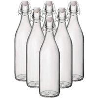 Lucent 1L Glass Bottles with Swing Top Lids - Set of 6 in Clear