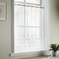 Luxury Living Dainty Daisy Embroidered Voile Panel in White | Size: 150 cm width x 122 cm drop