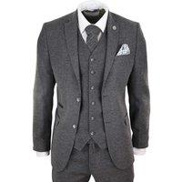 TruClothing Men's Wool Tweed Suit 3 Piece 1920s in Grey | Size: 40R