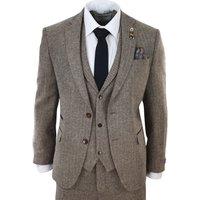 TruClothing Men's 3 Piece Herringbone Suit 281 in Light Brown | Size: 50R