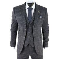 TruClothing Men's AK Collection Herringbone Tweed 3 Piece Suit in Grey | Size: 36R