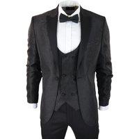 TruClothing Men's Paisley Tuxedo Blazer Waistcoat Jacket in Black | Size: 38R