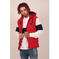 The Wolf Men's Detachable Hood Gilet in Red | Size: XL