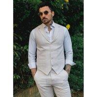 TruClothing Men's Summer Suit Waistcoat Trousers Wedding in Cream | Size: 38R