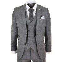 TruClothing Men's 3 Piece Suit Double Breasted Tweed in Grey | Size: 42R