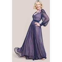 Corsage V Neck Dobby Mesh Maxi Dress