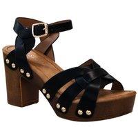IVACHY Women's Fashion Platform Wood Effect Heel in Black | Size: 6