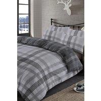 OHS Boston Brushed Cotton Duvet Cover Pillowcase Bedding Set in Grey | Size: Single
