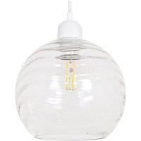 Happy Homewares Modern Designer Circular Ribbed Glass Non Electric Pendant Lamp Shade in Clear