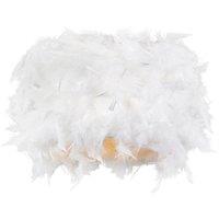 Happy Homewares Modern Designer Real Feather Drum Lamp Shade with Inner Cotton Lining in White | Size: 10 inches