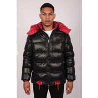 The Wolf Men's Detachable Hood Puffer Jacket in Black | Size: 2XL