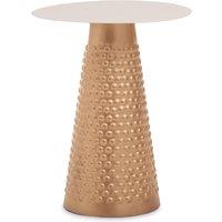 Orsina White Top Gold Base Side Table, Gold Finished Bedside Table for Home, Office, Lounge, Sofa