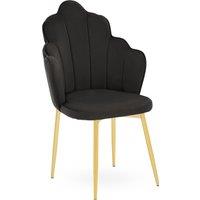 Orsina Comfortable Velvet Dining Chair, Durable & Adjustable Velvet Office Chair, Backrest Accent Chair in Black