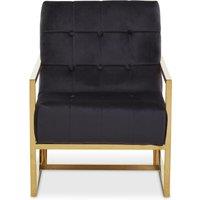 Orsina Black Velvet Arm Chair, Comfortable Armchair with Button tufting, Velvet Upholstery Lounge Chair for Home