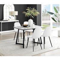 FurnitureboxUK Carson White Marble Effect Dining Table & 4 Corona Black Leg Chairs