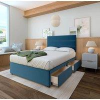 Bedmaster Memory Maestro Memory Foam Plush Velvet 4 Drawer Divan Set & Headboard in Blue | Size: Super King