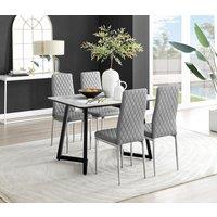 FurnitureboxUK Carson White Marble Effect Dining Table & 4 Milan Chrome Leg Chairs in Grey