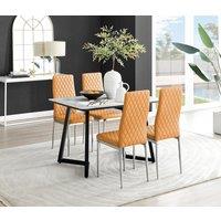 FurnitureboxUK Carson White Marble Effect Dining Table & 4 Milan Chrome Leg Chairs in Mustard