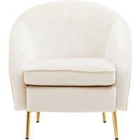 Orsina Beige Velvet Arm Chair, Luxury Velvet Upholstered Accent Chair, Comfortable Armchair for Home, Office in White