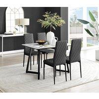 FurnitureboxUK Carson White Marble Effect Dining Table & 4 Milan Black Leg Chairs