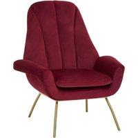 Red Velvet Lounge Chair, Red and Gold Luxury Lounge Chair, Comfortable Eames Lounge Chair with Gold Legs