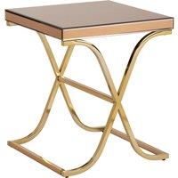 Orsina Elegant Square Table With Cross Legged Base For Sitting Areas, Stylish Decorative Bedside Table For Bedrooms in Gold