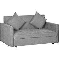 HOMCOM Convertible 2 Seater Sofa Bed with 2 Cushions Storage for Living Room in Grey