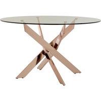 Orsina Sturdy Intersected Rose Gold Dining Table, Durable & Stylish Kitchen Table, Luxurious Dining Room Table