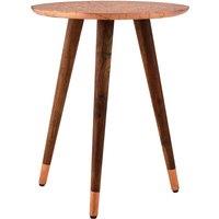 Orsina Classic Profile Metal Finish Carve Side Table, Versatile Side Table By Couch, Sturdy Corner Table in Copper