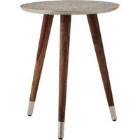 Orsina Classic Profile Metal Finish Carve Side Table, Versatile Side Table By Couch, Sturdy Corner Table in Brown