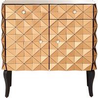 Orsina Spacious Copper Finish Cabinet, Unique Geomatric Design Sideboard Cabinet, Versatile Wooden Shelving Unit in Gold