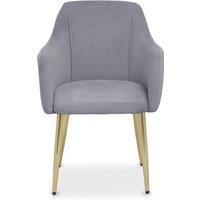 Orsina Velvet Dining Chair, Mid-Century Modern Velvet Dining Chair, Stylish Gold Accented Dining Chair in Grey
