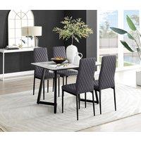 FurnitureboxUK Carson White Marble Effect Dining Table & 4 Velvet Milan Black Leg Chairs in Grey