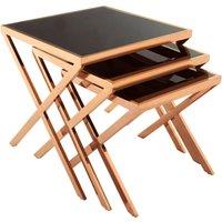 Orsina Space Saving Design Rose Gold Nesting Table, Elegant Modern Side Table For Livingroom, Durable Bedside Table