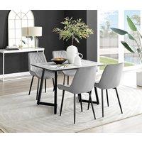 FurnitureboxUK Carson White Marble Effect Dining Table & 4 Pesaro Black Leg Chairs in Grey