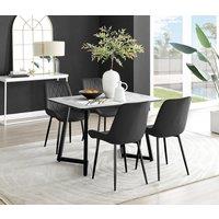 FurnitureboxUK Carson White Marble Effect Dining Table & 4 Pesaro Black Leg Chairs
