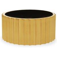 Orsina Black Glass & Gold Titanium Round Coffee Table Modern, Statement Piece Modern Luxury Coffee Table