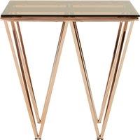 Orsina Sleek Square Rose Gold End Table, Versatile Statement Side Table, Contemporary Livingroom Side Table