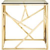 Orsina Stylish Geometric End Table, Versatile Statement Table, Easily Maintained Sitting Room Table in Gold