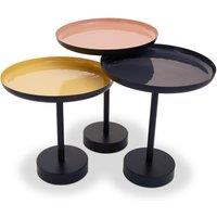 Orsina Versatile Set Of Three Gold & Black Tray Tables, Elegant Sitting Room Table, Durable Statement Side Table