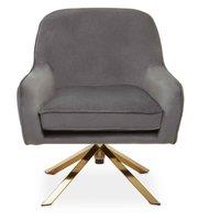 Orsina Pink Velvet Arm Chair, Luxury Velvet Upholstered Accent Chair, Comfortable Armchair for Home, Office in Grey