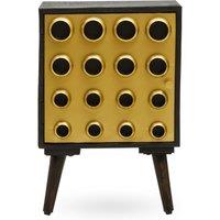 Orsina Storage Cabinets, Black Mango Wood with Warm Metallic Finish, One Door Storage & Modern Shelving Space in Gold