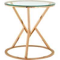 Orsina Unique Corseted Round End Table, Geometric Design Statement Table, Versatile Lounge Side Table in Gold