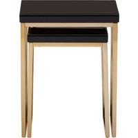 Orsina Durable Set Of 2 Nesting Tables, Glossy Black Topped Corner Table, Modern Design Decorative Table For Lounge