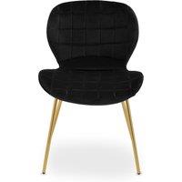 Orsina Black Velvet Dining Chair, Luxury Dining Chair, Modern Black Velvet Dining Chair with Gold Finished Legs