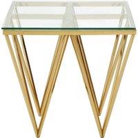 Orsina Sleek Gold Finish Spike Legs End Table, Durable Wide Side Table, Unique Design Livingroom Side Table