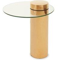 Orsina Clear Glass Rose Gold Base Side Table, Stylish & Modern Round Accent Table for Living Room & Hallway